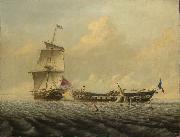 Thomas Baines Action between HMS oil painting reproduction